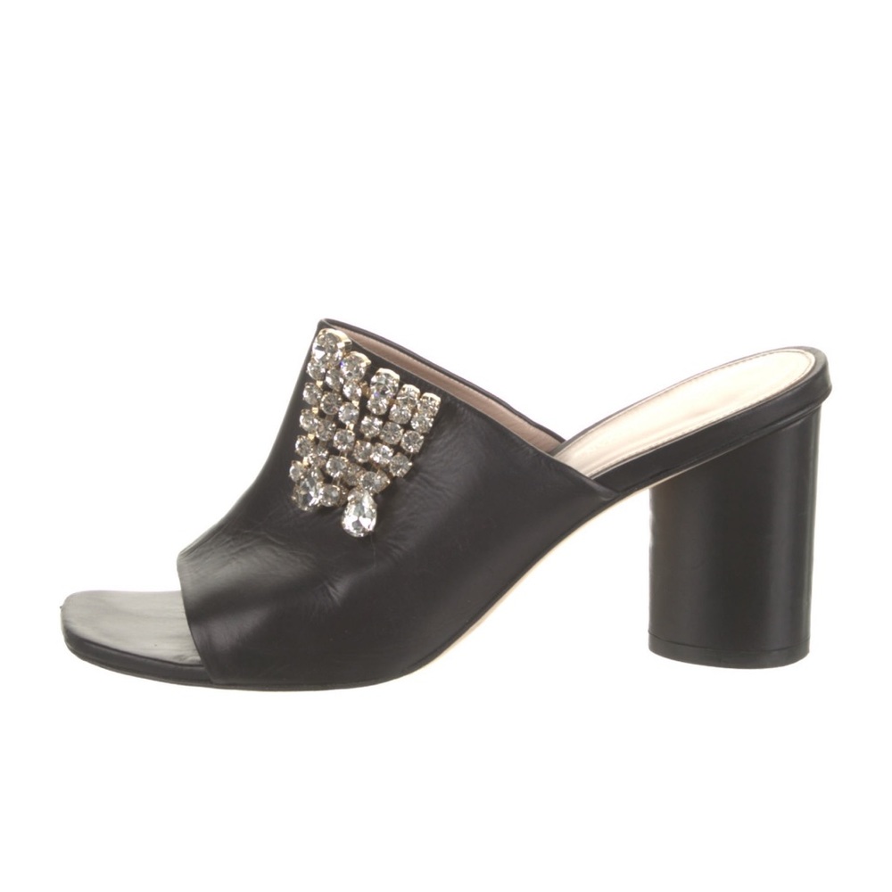 Stuart Weitzman Black High Heel Slides With Cryst… - image 5